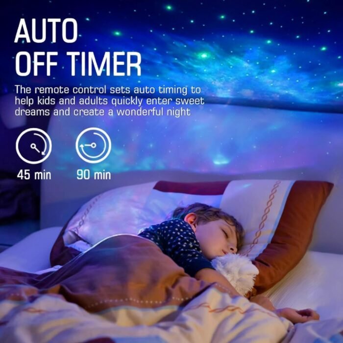 Kids sleeps and night light projector turned on